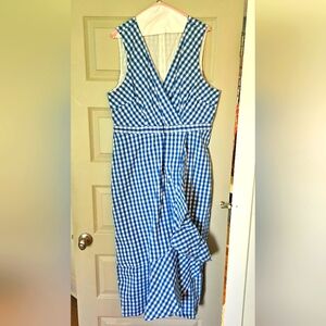 J. Crew Blue Gingham Sleeveless Dress